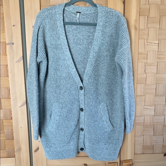 Free People Sweaters - Free People Oversized Alpaca Wool Mohair Blend Gray Cardigan XS